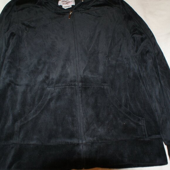 Zippered Hoody Velviteen Black Jacket Size L by Whisper Me - Picture 5 of 14